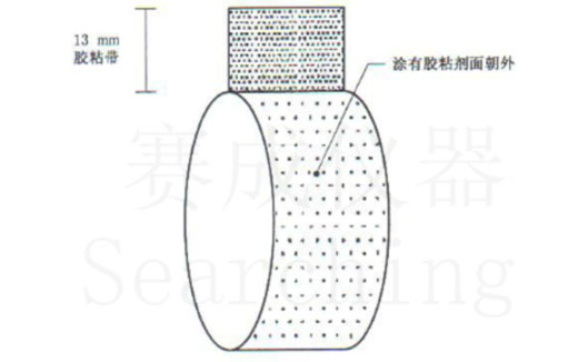 濟(jì)南賽成VOC-01環(huán)形初粘儀測(cè)試時(shí)，將膠帶式樣彎轉(zhuǎn)成如圖這樣的環(huán)形試樣，有膠面朝外
